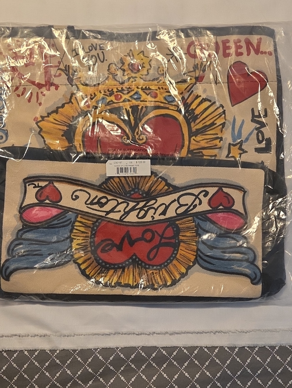 Brighton Canvas Queen Of Love Tote - Beige, Red, Blue & Yellow